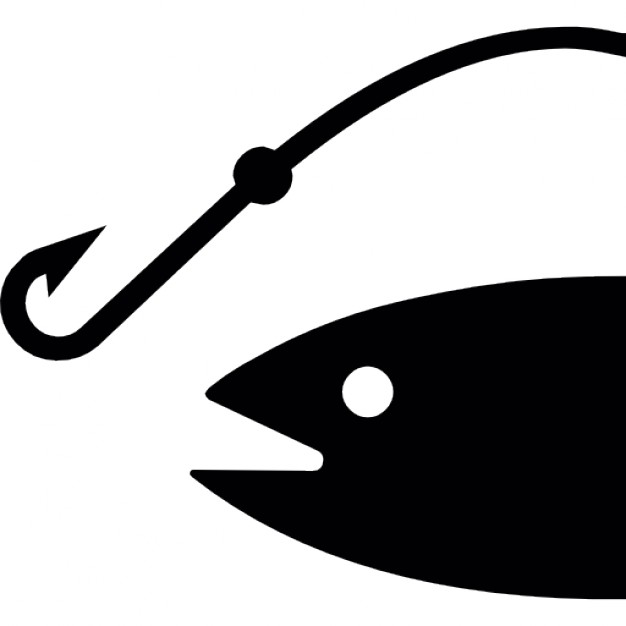 Fish head and a hunting hook Icons | Free Download