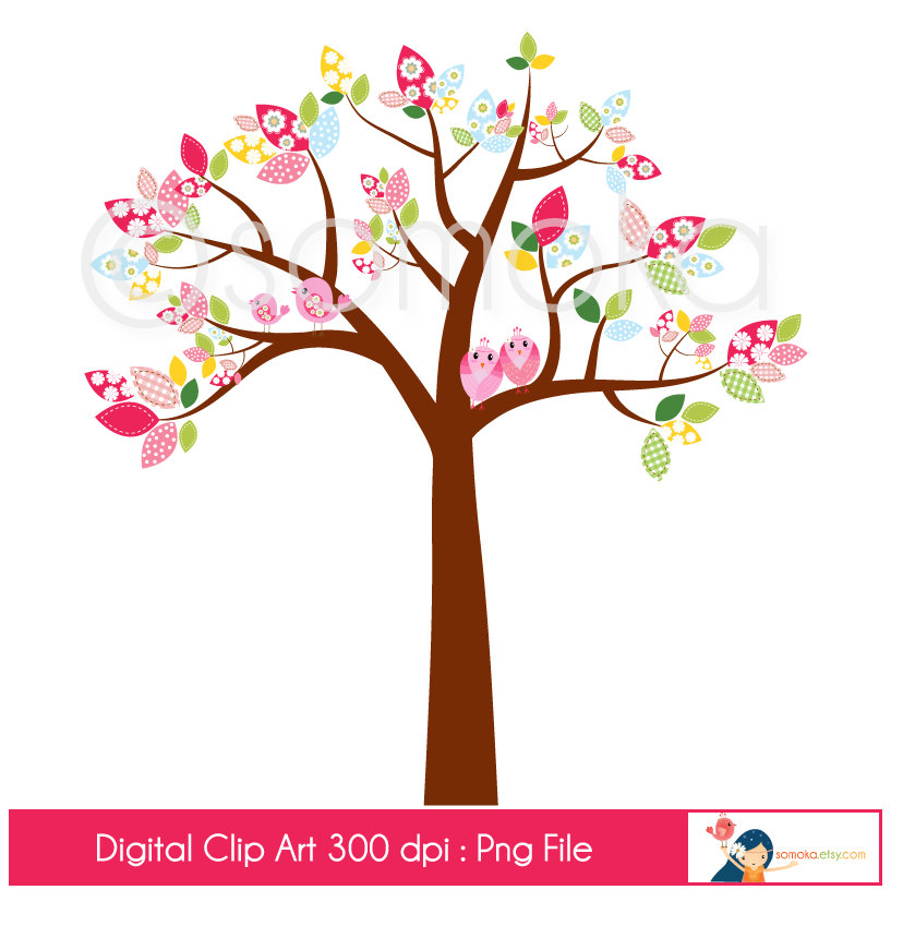 67+ Cute Bird Tree Clipart