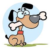 Dog with bone in mouth clipart