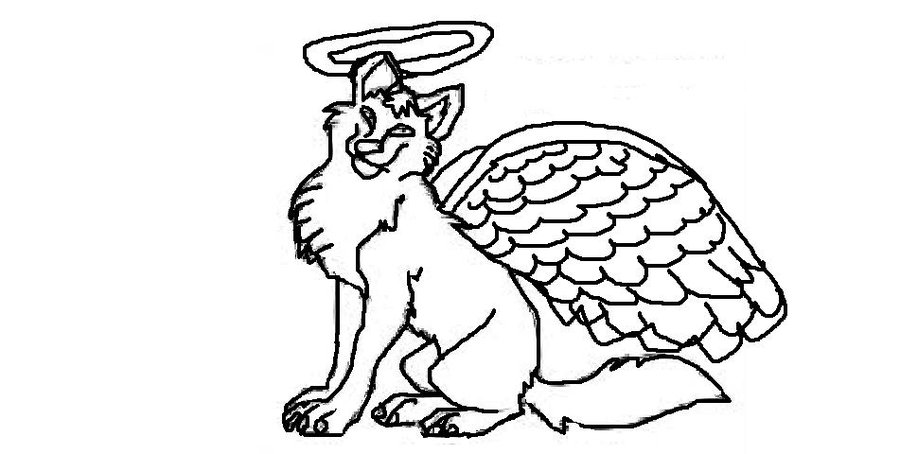 Free Angel Wolf Lineart! My Practice Draft by thebestestwolfluver ...