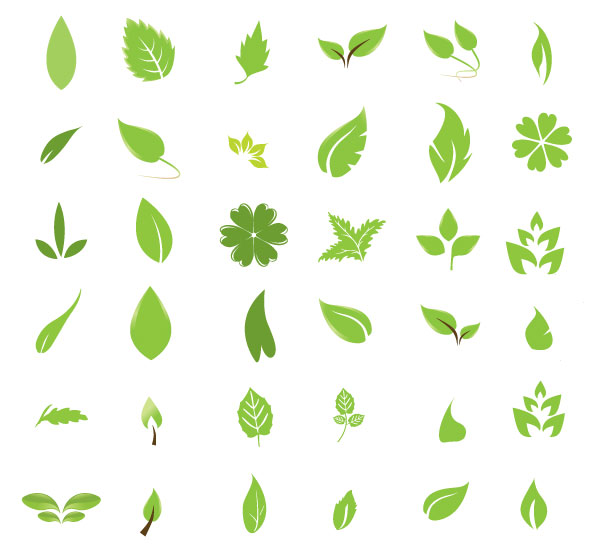 36 Green Vector Leaves