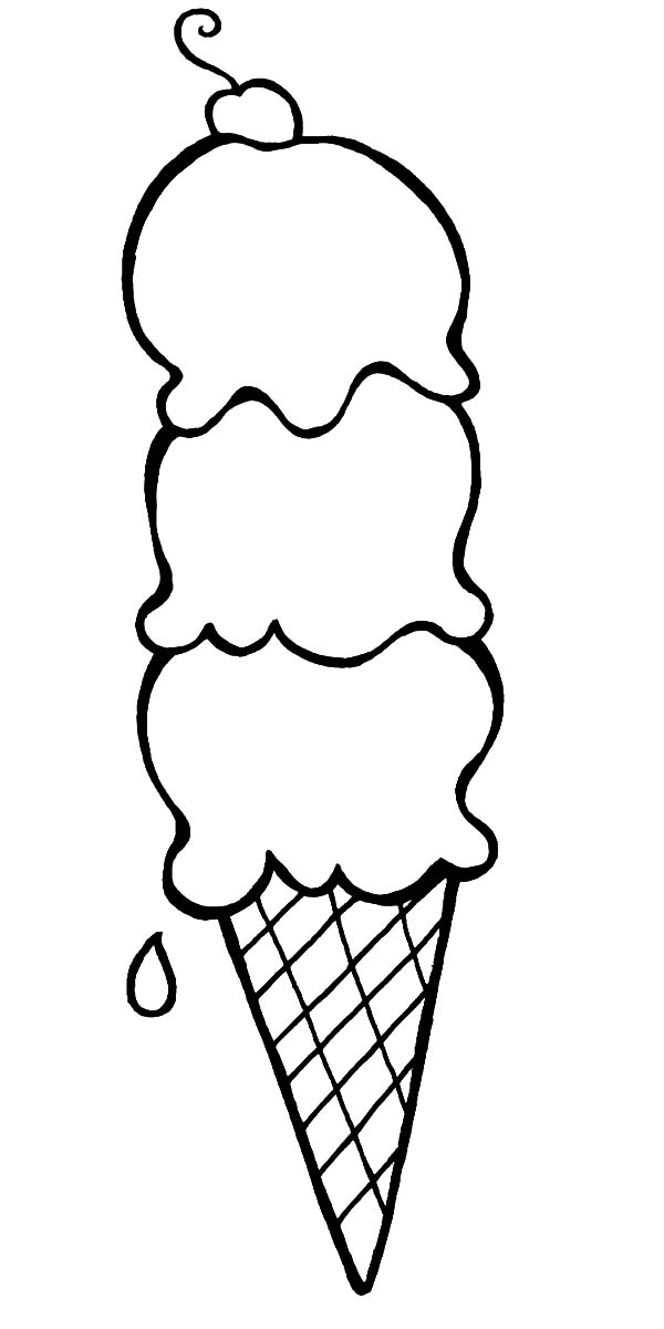 Ice Cream Cone Melting in Summer Coloring Pages | Bulk Color