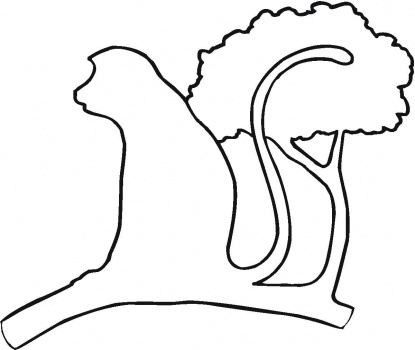 Monkey on the Tree Outline coloring page | Super Coloring
