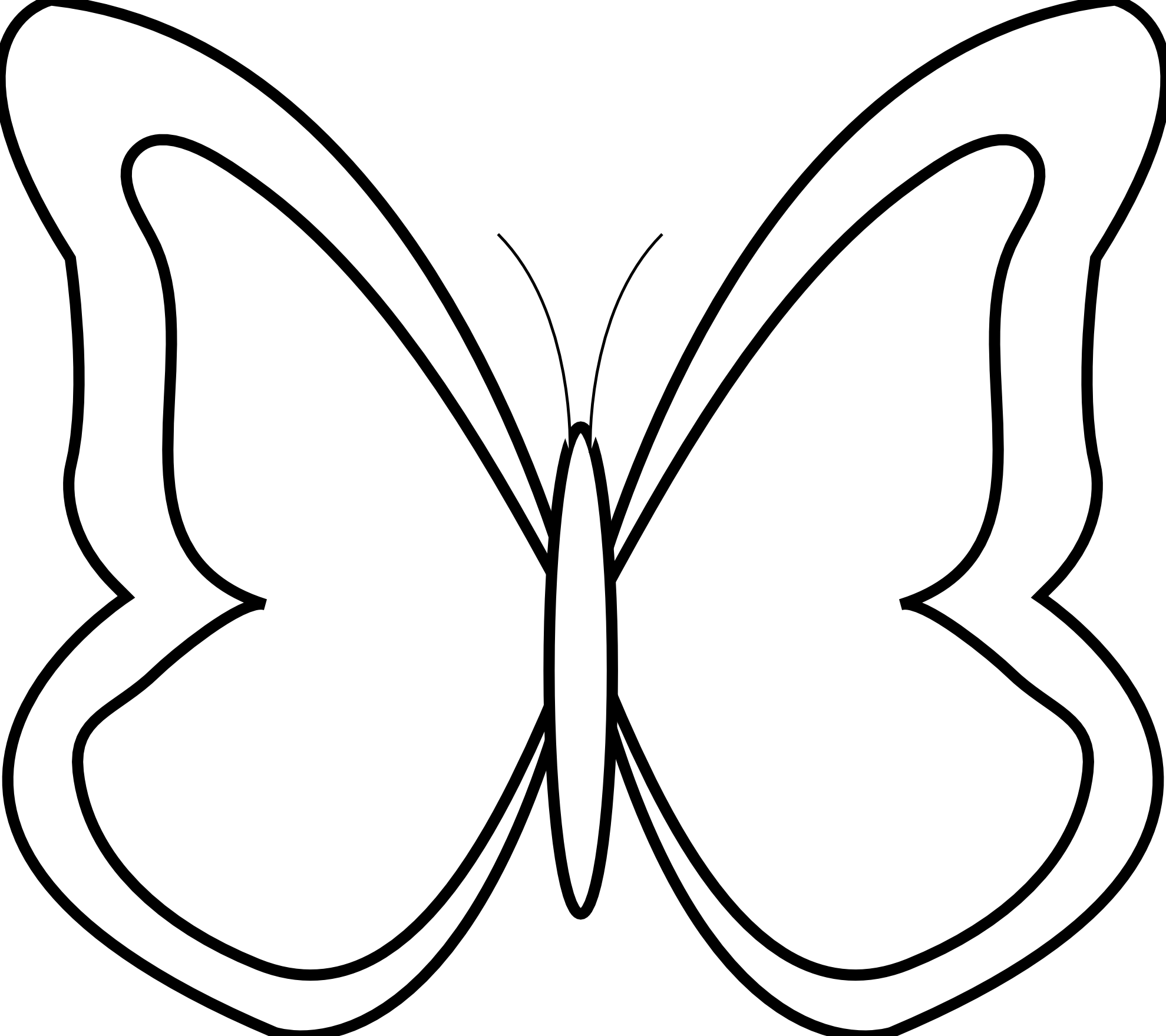 butterfly 26 black white line art SVG