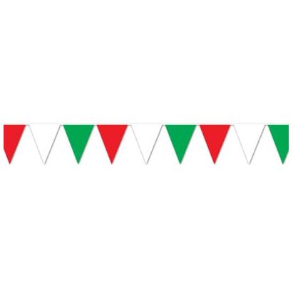 Red White & Green Bunting 'All Weather' - 3.7m - Party Packs