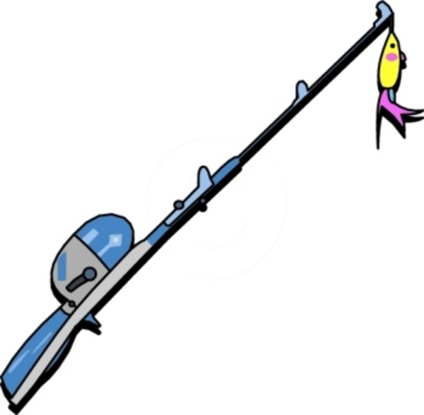 Fishing rod with fish clipart