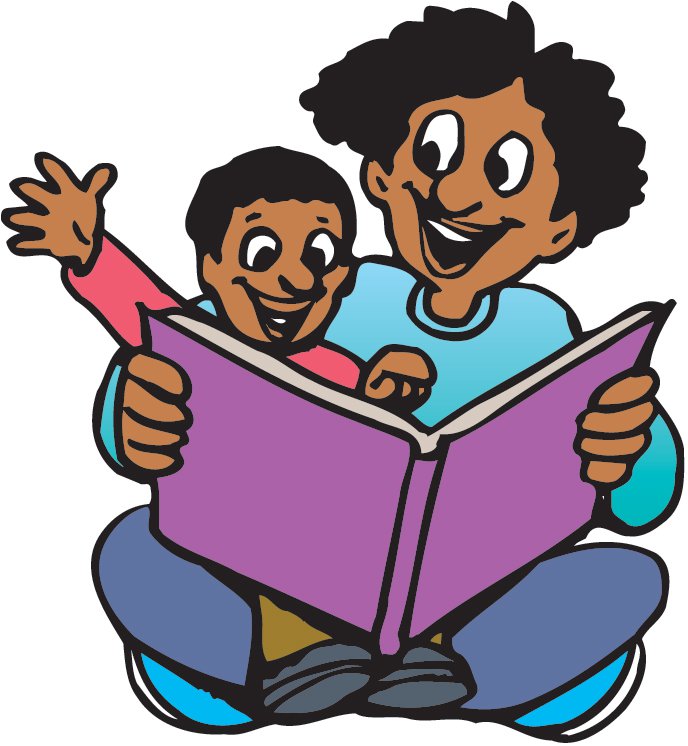 Kids reading to mom clipart