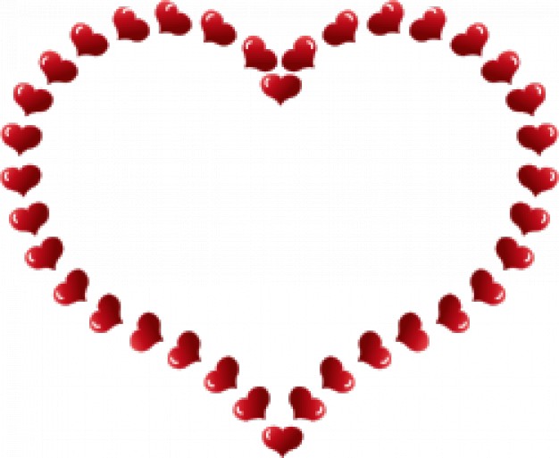 Red Heart Shaped Border with Little Hearts | Download free Vector