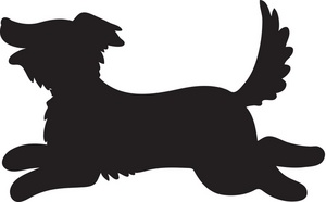 Fetch Clipart Image - A silhouette of a dog running while playing ...