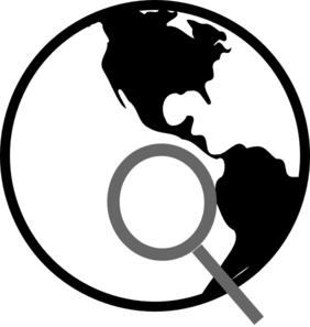 Simple Black And White Earth With Magnifying Glass clip art ...