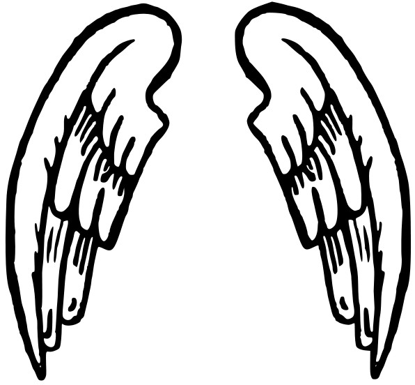 Outline angel wings clipart black and white