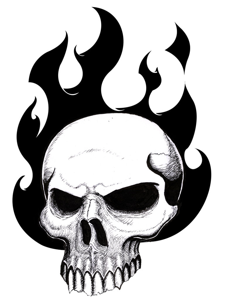 Drawings Of Skulls On Fire