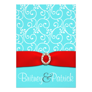 Turquoise Damask Wedding Invitations & Announcements | Zazzle