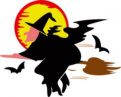 Lakeside Witch Over Harvest Moon clip art Vector clip art - Free ...