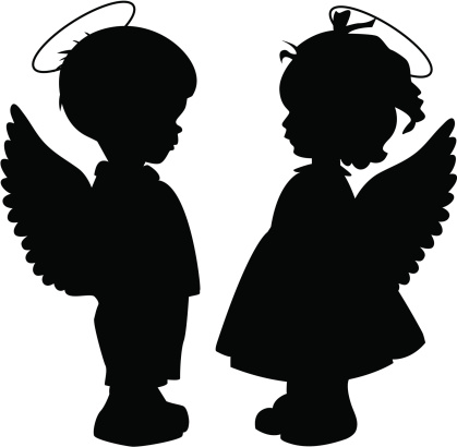 Silhouette Of Baby With Angel Wings Clip Art, Vector Images ...