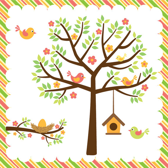 Bird and tree clipart