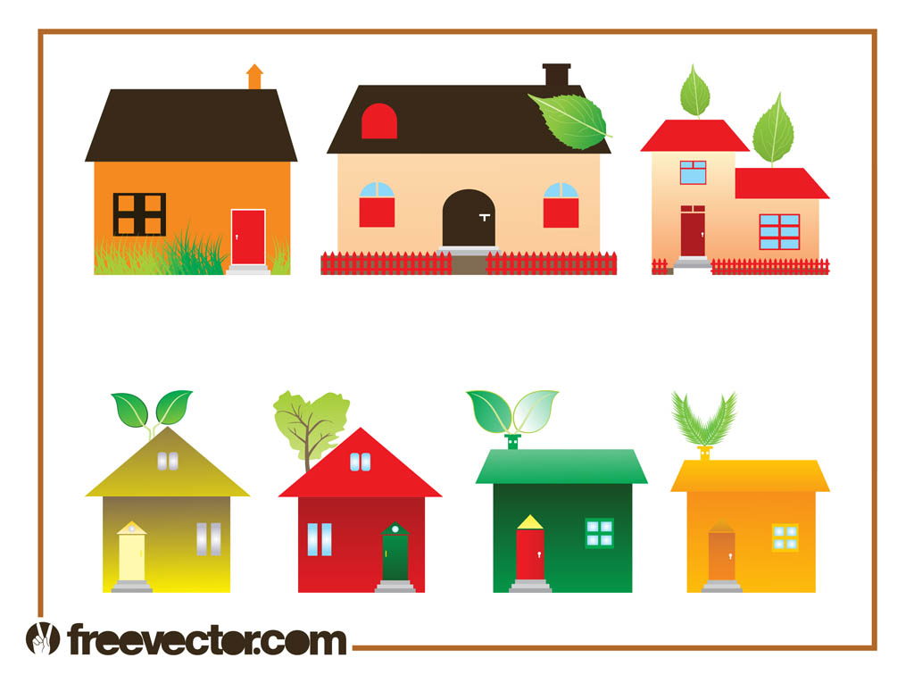 Eco House Graphics Set Vector Art & Graphics | freevector.com