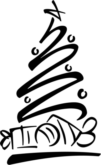 Christmas tree line clip art