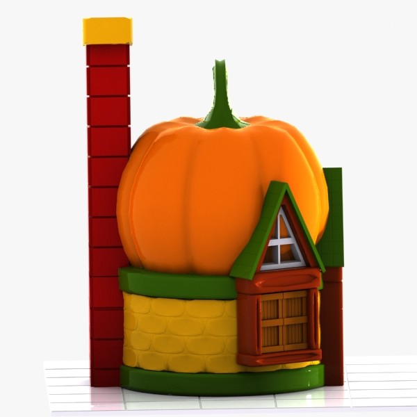 3d model cartoon pumpkin house