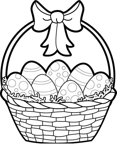 Easter egg basket clipart black and white