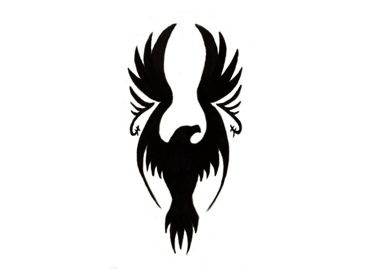 Eagle and long wings tattoo - Free Clipart Images