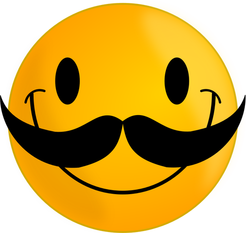 Vector clip art of smiley with big mustache | Public domain vectors