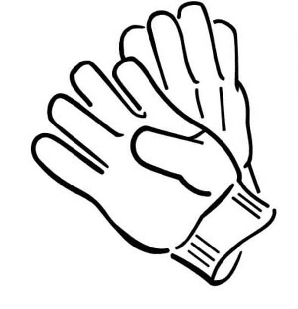 Pair of Gloves in Winter Clothing Coloring Page | Coloring Sun
