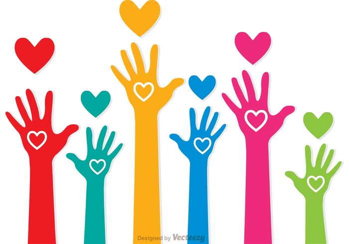 Colorful Raised Hands Vectors - Download Free Vector Art, Stock ...