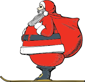 Skiing Santa clip art - vector clip art online, royalty free ...