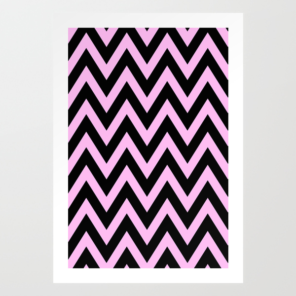 Pink and black chevron Art Print by dani | Society6