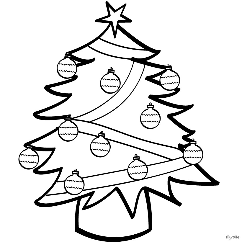 CHRISTMAS TREE coloring pages - Decorated Christmas tree