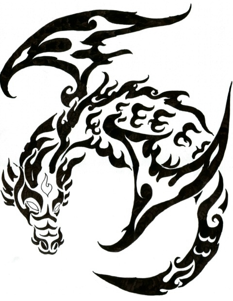 Dragon Symbolize With Rounded Tribal | Welcome to Elbeenet.