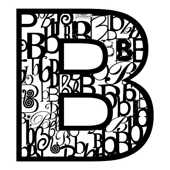 The Letter B, black background 