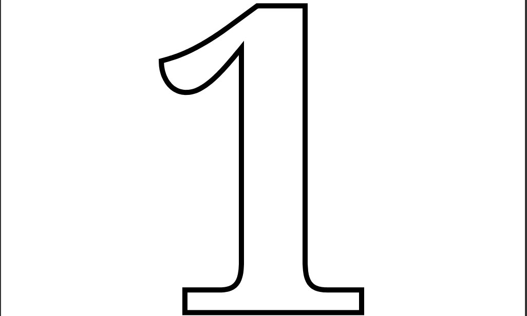 Template Printable Number 1 Outline