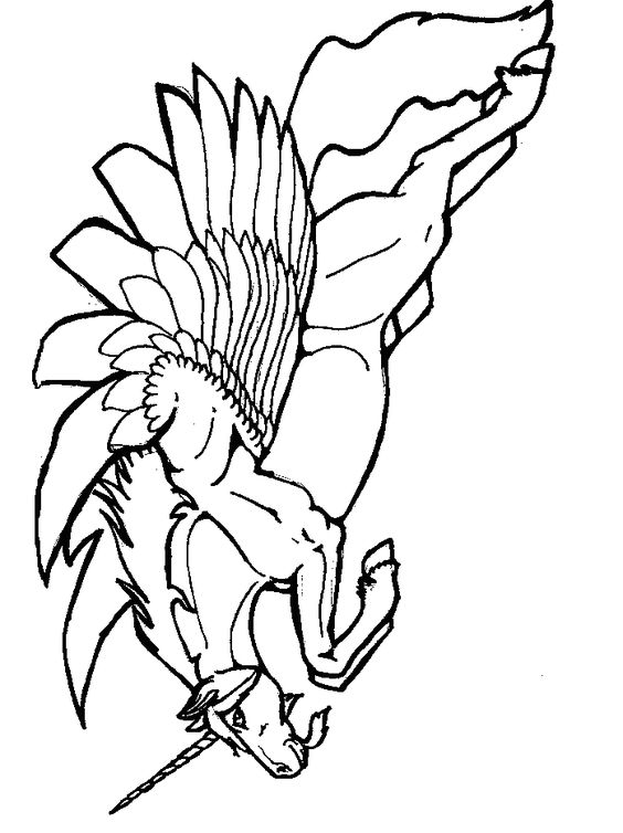 Coloring pages, Pegasus and Book
