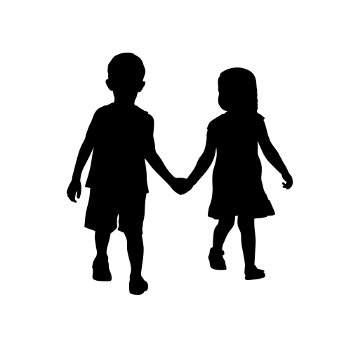 BOY & GIRL HOLDING HANDS SILHOUETTE DECAL (Children's Decor)Boy ...