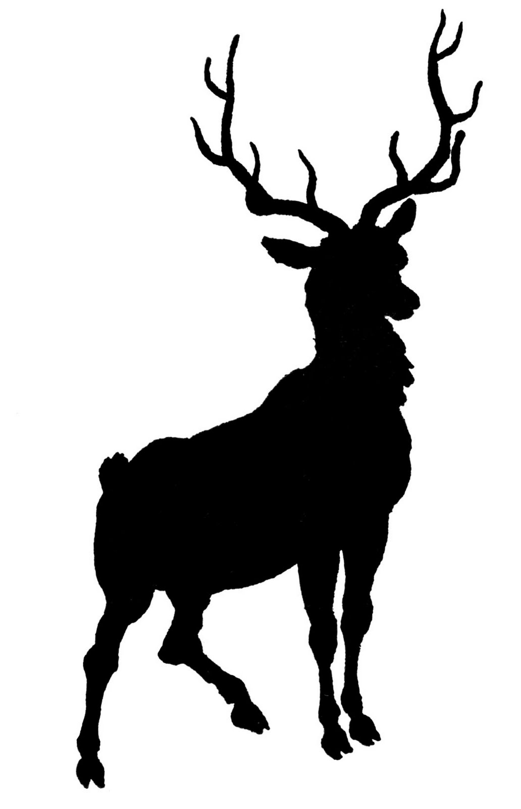 Deer with antlers silhouette clipart vector free