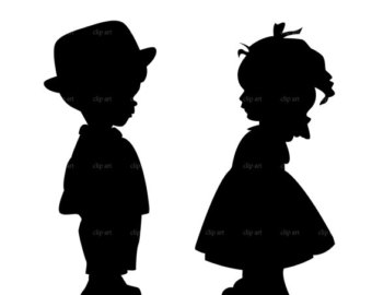 Boy girl clipart silhouette