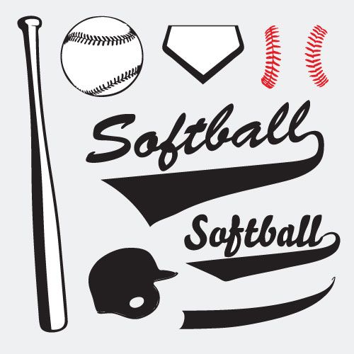 Softball Vector Set 02 clip art eps | Sports Clip Art and Vectors ...