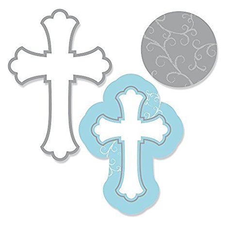 Amazon.com: Little Miracle Boy Blue & Gray Cross - Baptism DIY ...