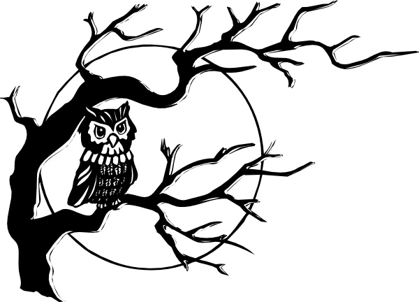 Owl on tree branch clip art - ClipartNinja