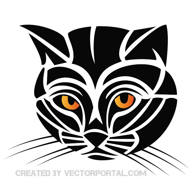 TRIBAL CAT VECTOR CLIP ART.eps, vector file - 365PSD.com