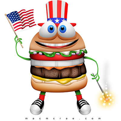 Patriotic Hamburger Cartoon | Mac McRae
