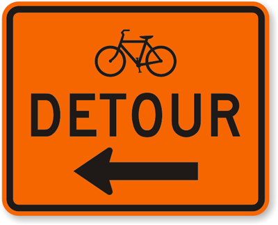 Bike Detour Signs | Fluorescent Orange