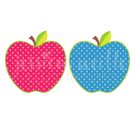 Polka Dot Apple Cute Digital Clipart Cute Apple by JWIllustrations