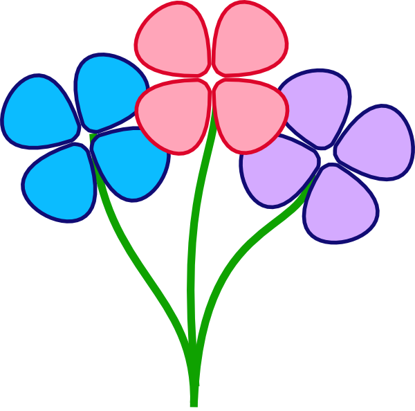 Three Pretty Flowers Clip Art - vector clip art ...