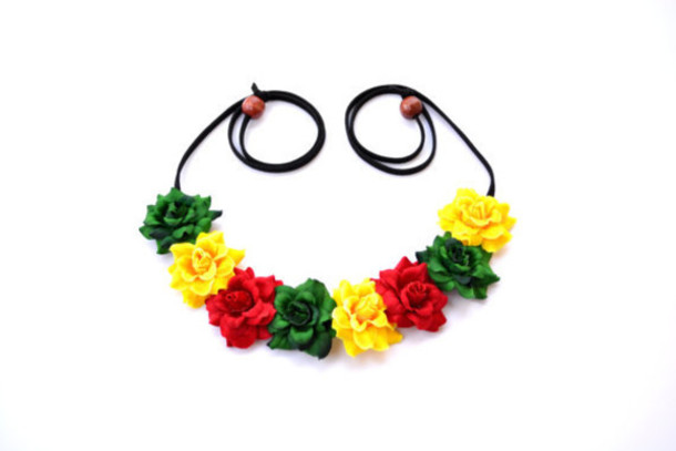 Rasta Flower Headband Flower Crown Rasta Floral Halo Hippie ...