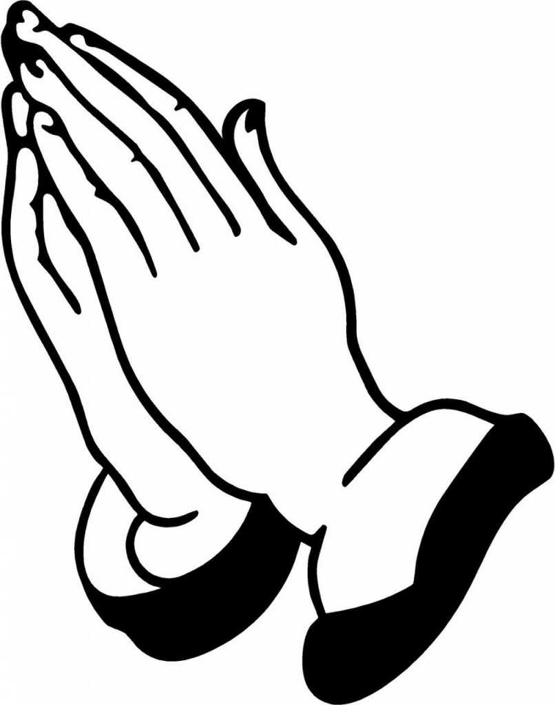 praying hands clipart black and white