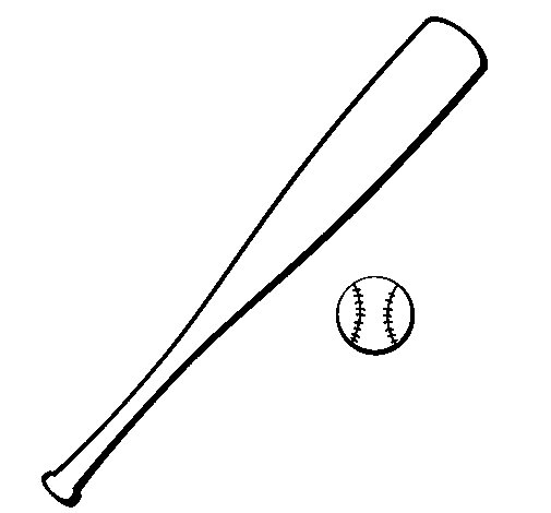 Baseball bat and baseball ball coloring page - Coloringcrew.com