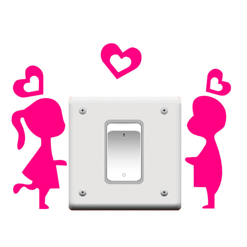 Aliexpress.com : Buy New pink cute girl&boy Kissing switch sticker ...